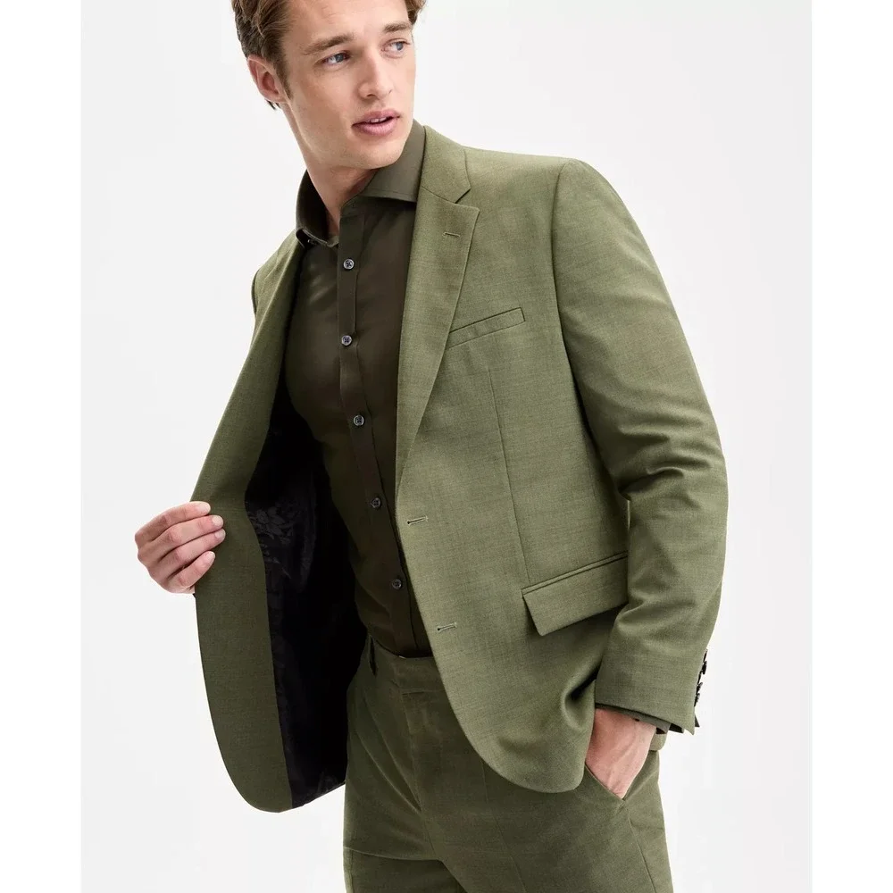 HUGO by Hugo Boss Mens Modern fit 2-pc Suit Jacket 36S 32W 30L Olive Green